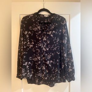 Black and cream floral long sleeve top